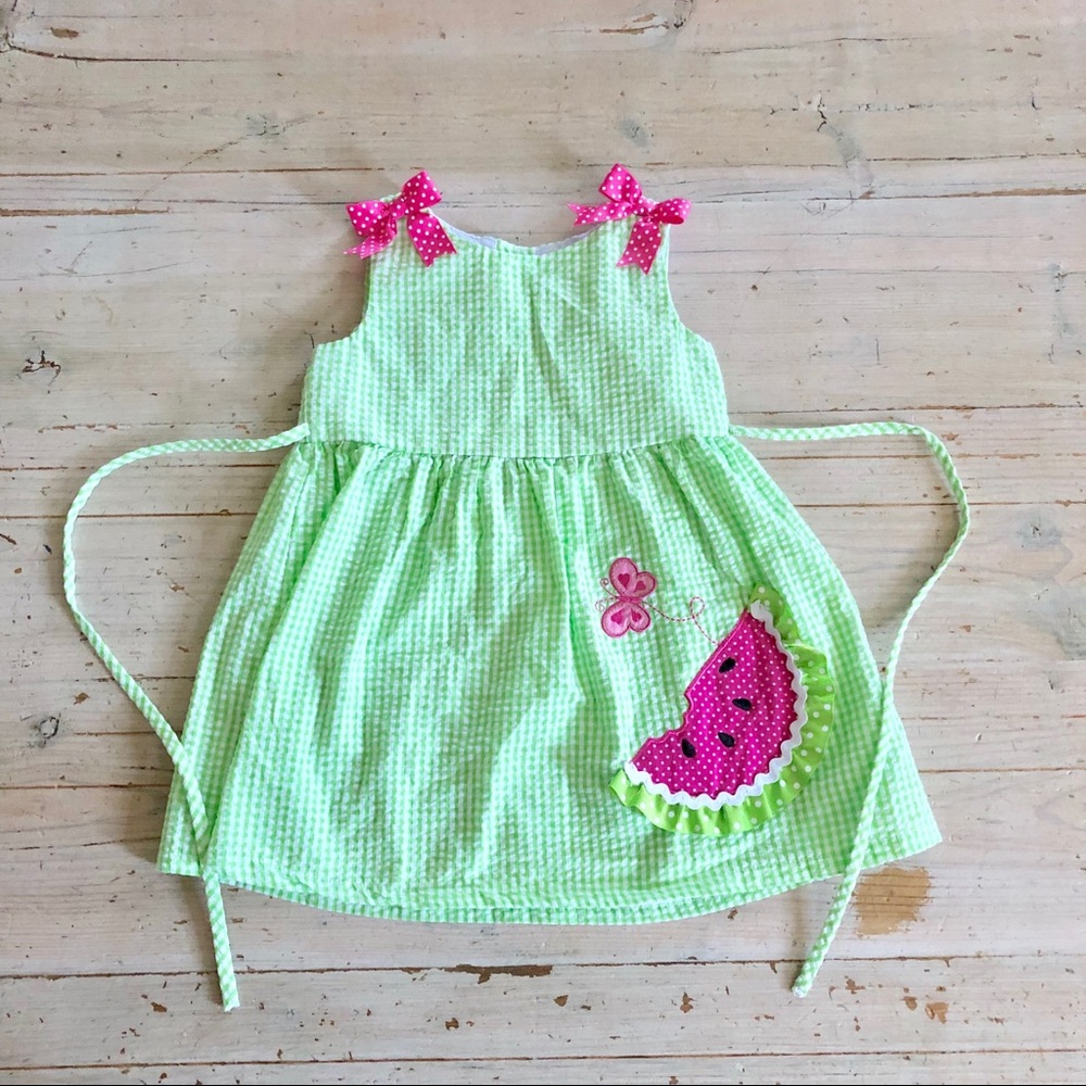 Rare Editions Watermelon Gingham Dress